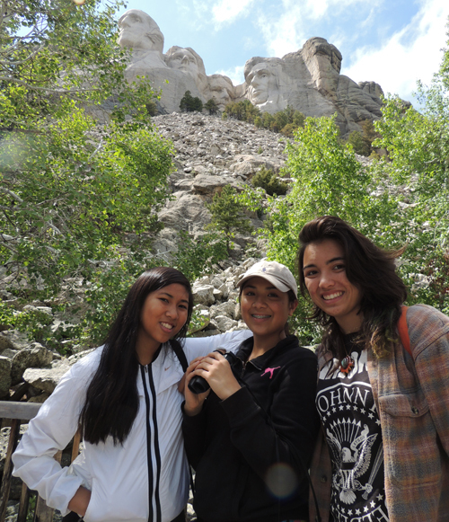 Precious visits Mount Rushmore with fellow Kiva Service Learning Project student-leaders.